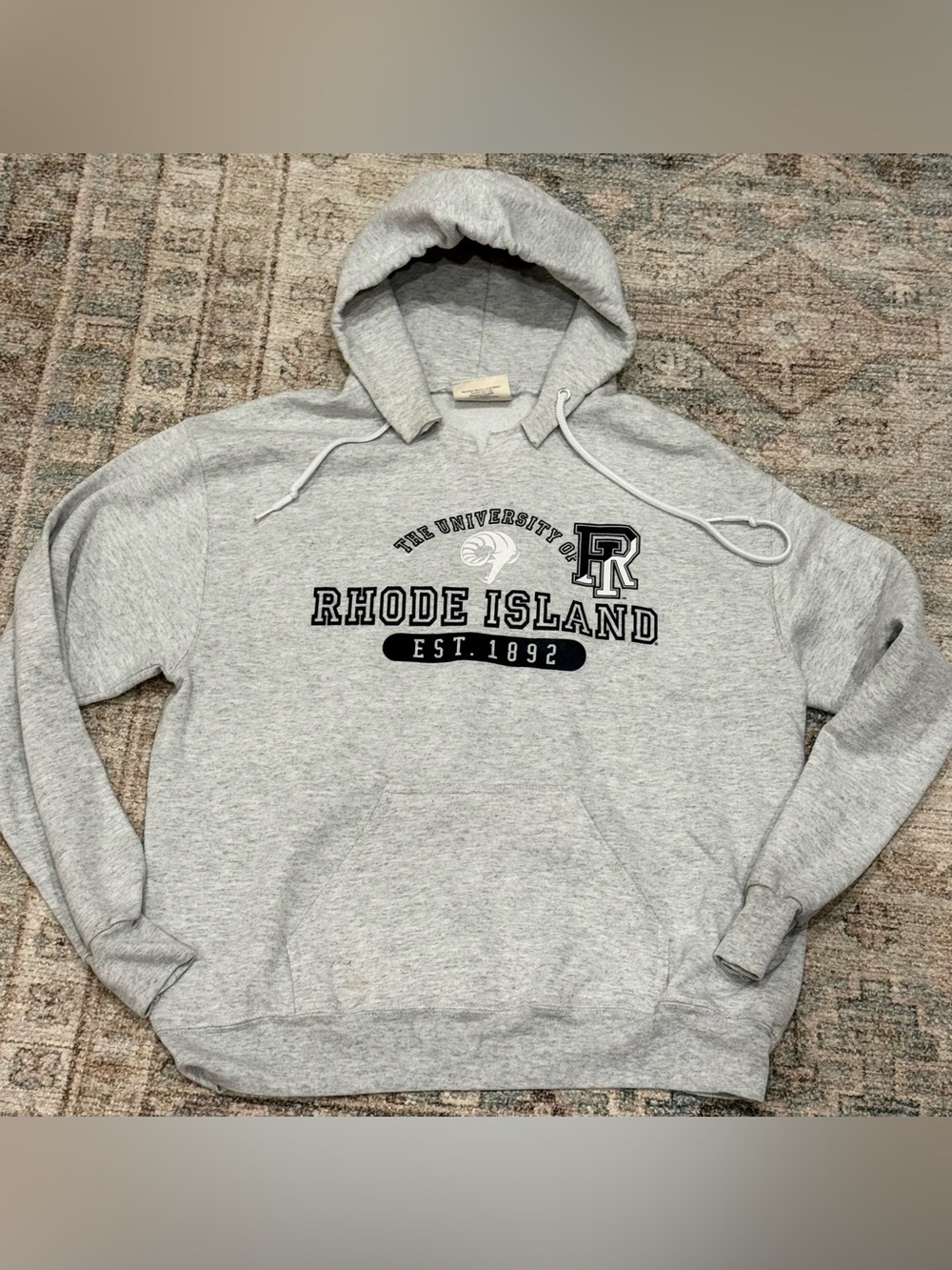 University of Rhode Island Gray Hooded Sweatshirt - Logo Pullover Sz M